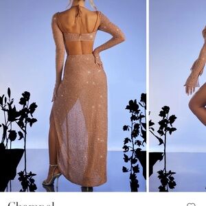 Oh Polly Champel Embellished Cowl Neck Maxi Dress